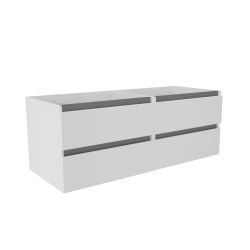 Caisson de meuble salle de bain ARLEQUIN 140 cm - Blanc brillant - Traverses grises