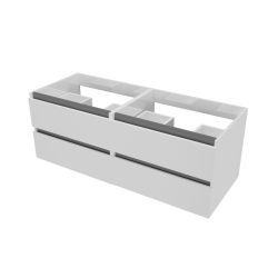 Caisson de meuble salle de bain ARLEQUIN 140 cm - Blanc brillant - Traverses grises
