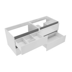 Caisson de meuble salle de bain ARLEQUIN 140 cm - Blanc brillant - Traverses noiresCaisson de meuble salle de bain ARLEQUIN 140 