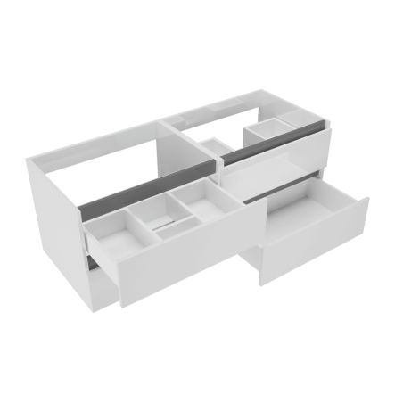 Caisson de meuble salle de bain ARLEQUIN 140 cm - Blanc brillant - Traverses noiresCaisson de meuble salle de bain ARLEQUIN 140 
