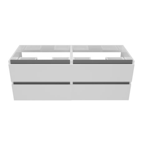 Caisson de meuble salle de bain ARLEQUIN 140 cm - Blanc brillant - Traverses grises