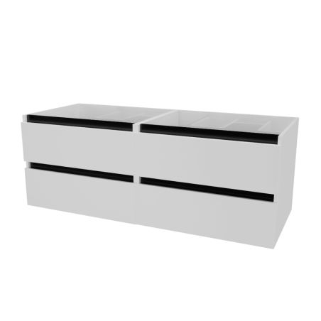 Caisson de meuble salle de bain ARLEQUIN 140 cm - Blanc brillant - Traverses noires