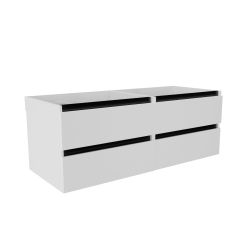 Caisson de meuble salle de bain ARLEQUIN 140 cm - Blanc brillant - Traverses noires