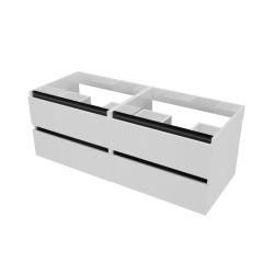 Caisson de meuble salle de bain ARLEQUIN 140 cm - Blanc brillant - Traverses noires