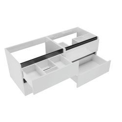Caisson de meuble salle de bain ARLEQUIN 140 cm - Blanc brillant - Traverses noires