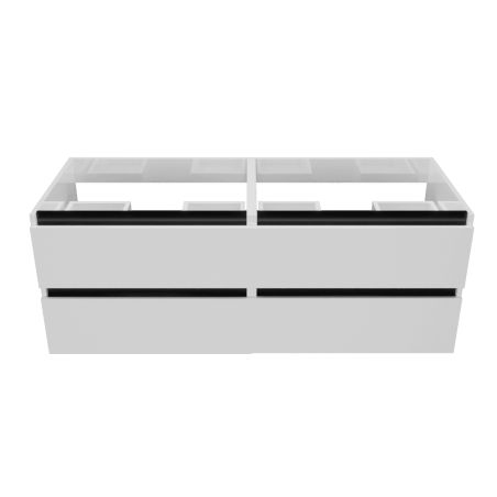 Caisson de meuble salle de bain ARLEQUIN 140 cm - Blanc brillant - Traverses noires