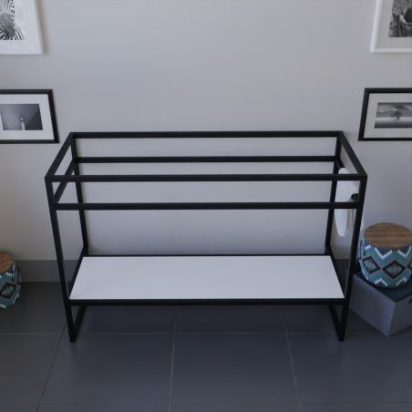 Caisson sous plan vasque STRUCTURA 120 cm - Etagère blanche