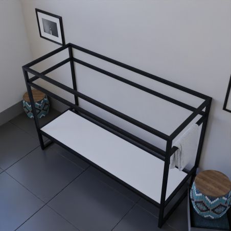 Caisson sous plan vasque STRUCTURA 120 cm - Etagère blanche
