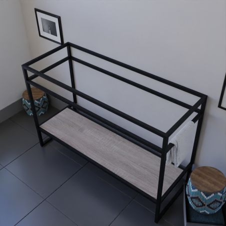 Caisson sous plan vasque STRUCTURA 120 cm - Etagère bois