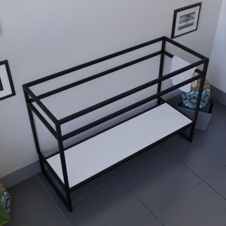 Caisson sous plan vasque STRUCTURA 120 cm - Etagère blanche