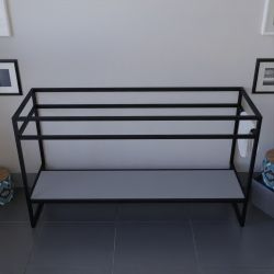 Caisson sous vasque STRUCTURA 140 cm - étagère grise