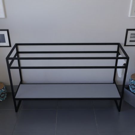 Caisson sous vasque STRUCTURA 140 cm - étagère grise