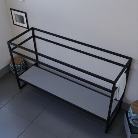 Caisson sous vasque STRUCTURA 140 cm - étagère grise