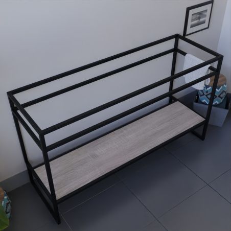 Caisson sous vasque STRUCTURA 140 cm - étagère bois