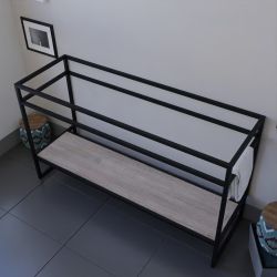 Caisson sous vasque STRUCTURA 140 cm - étagère bois