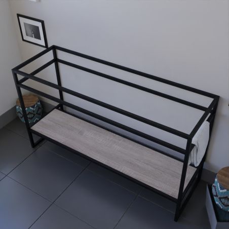 Caisson sous vasque STRUCTURA 140 cm - étagère bois