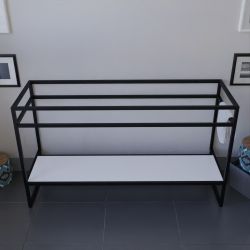 Caisson sous vasque STRUCTURA 140 cm - étagère blanche