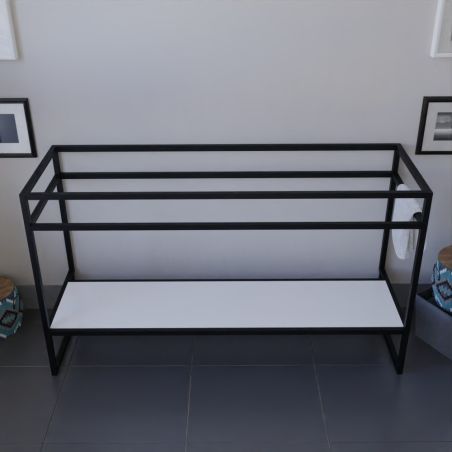 Caisson sous vasque STRUCTURA 140 cm - étagère blanche