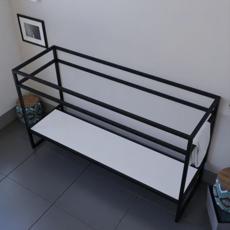 Caisson sous vasque STRUCTURA 140 cm - étagère blanche