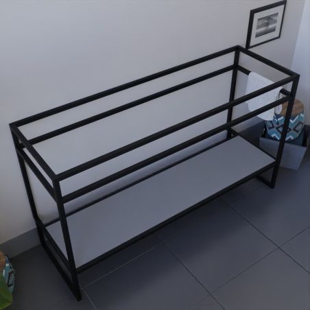 Caisson sous vasque STRUCTURA 140 cm - étagère grise
