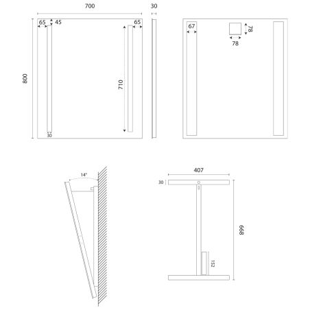 Miroir LED inclinable motorisé MOTORY - 70 cm x 80 cm 
