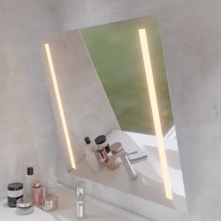 Miroir LED inclinable motorisé MOTORY - 80 cm x 80 cm - Lumière chaude