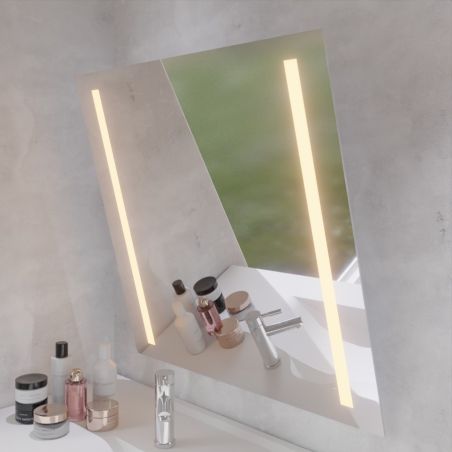 Miroir LED inclinable motorisé MOTORY - 80 cm x 80 cm - Lumière chaude