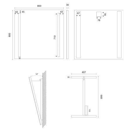 Miroir LED inclinable motorisé MOTORY - 80 cm x 80 cm 