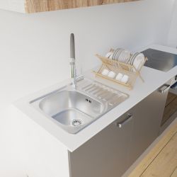Evier inox 1 bac avec égouttoir 58 cm x 48 cm EVINOX