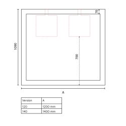 Ensemble PMR ALTEA 140 cm avec plan double vasque et miroir Miralt