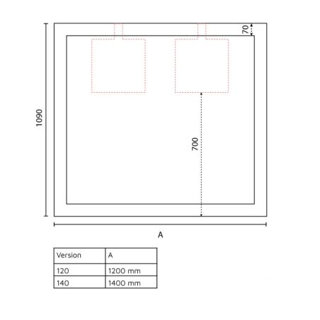 Ensemble PMR ALTEA 140 cm avec plan double vasque et miroir Miralt
