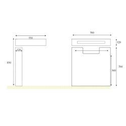Ensemble PMR LEA 70 cm avec support cache tuyaux