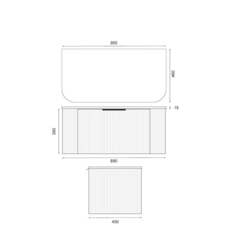 Ensemble VERTIGO 90 cm avec vasque à poser et miroir Led