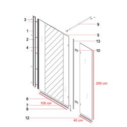 Paroi de douche fixe BAYA - Profilé chromé - Verre 8 mm effet miroir