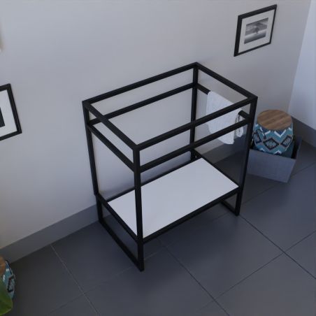 Caisson sous vasque STRUCTURA 70 cm - étagère blanche