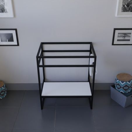 Caisson sous vasque STRUCTURA 70 cm - étagère blanche