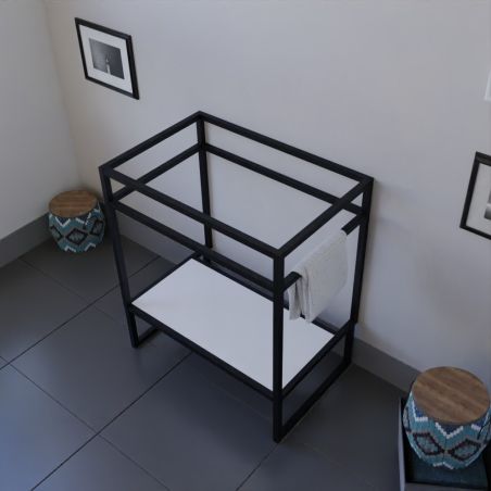Caisson sous vasque STRUCTURA 70 cm - étagère blanche