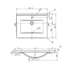Plan simple vasque en résine RESIPLAN - 70 x 55 cm 