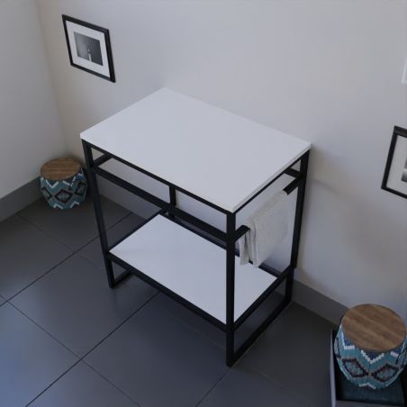 Caisson sous vasque à poser STRUCTURA 70 cm - Plan stratifié blanc