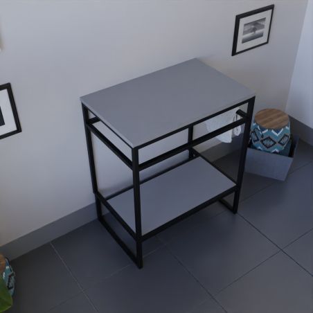 Caisson sous vasque à poser STRUCTURA 70 cm - Plan stratifié gris