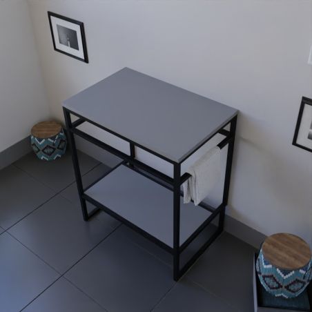 Caisson sous vasque à poser STRUCTURA 70 cm - Plan stratifié gris