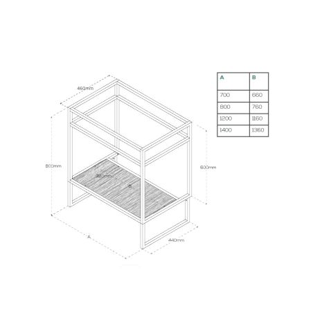 Caisson sous vasque à poser STRUCTURA 70 cm - Dimensions