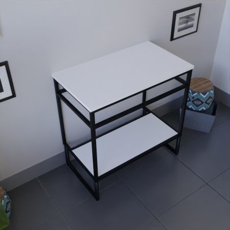 Caisson sous vasque à poser STRUCTURA 80 cm - Plan de toilette stratifié blanc