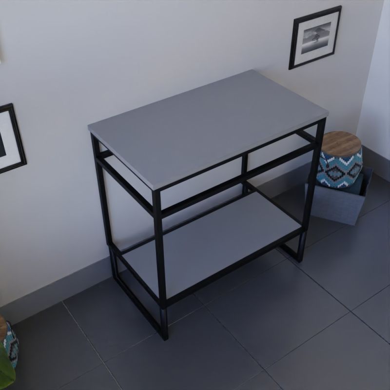 Caisson sous vasque à poser STRUCTURA 80 cm - Plan de toilette stratifié gris Caisson sous vasque à poser STRUCTURA 80 cm - Plan de toilette stratifié gris