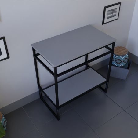 Caisson sous vasque à poser STRUCTURA 80 cm - Plan de toilette stratifié gris