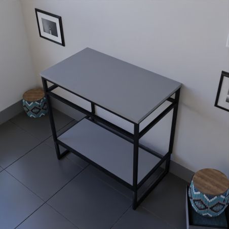Caisson sous vasque à poser STRUCTURA 80 cm - Plan de toilette stratifié gris