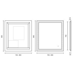 Miroir avec éclairage LED CADREA - 70 cm x 80 cm 