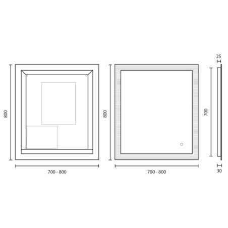 Miroir avec éclairage LED CADREA - 70 cm x 80 cm 