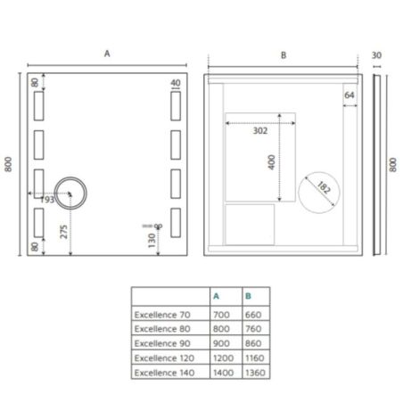 Miroir avec éclairage LED EXCELLENCE - 140 cm x 80 cm 