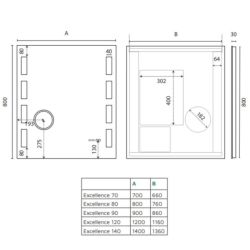 Miroir avec éclairage LED EXCELLENCE - 70 cm x 80 cm 